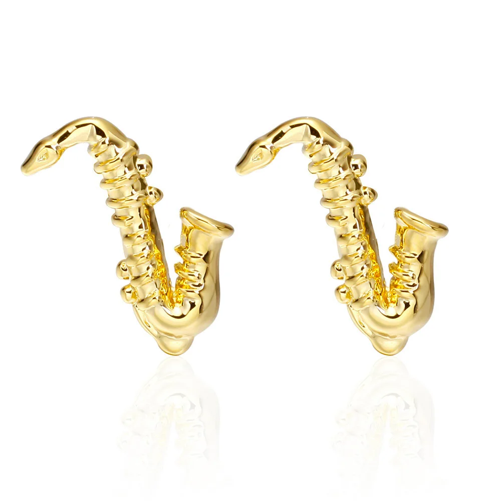 MeMolissa Display Box Casual Gold Suona Cufflinks Music Equipment Design Gifts for lovers Abotoadura Free Tag &amp Wipe Cloth | Украшения и