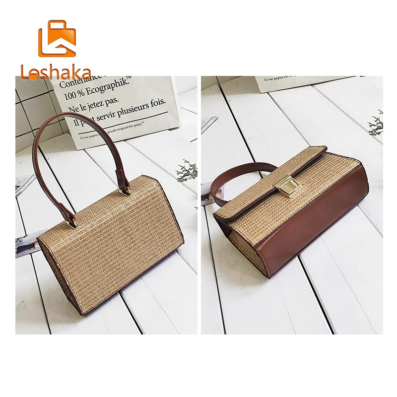 Loshaka соломы Вязание Сумки Для женщин сумка Лето Повседневное handlebag Bolsa feminina | Багаж