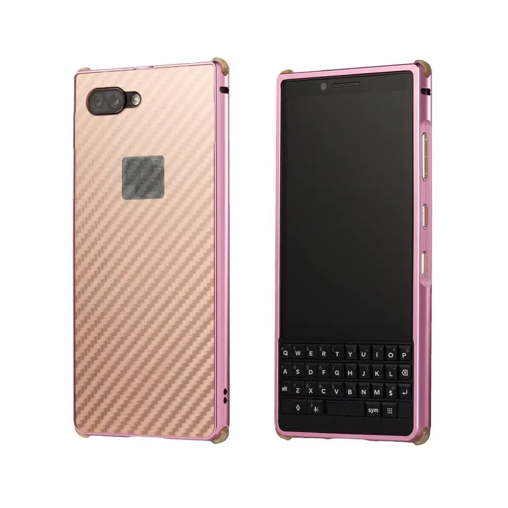 Розовый Роскошный Гибридный чехол для Blackberry KEY 2 из жесткого углеродного волокна, металлический бампер+ PC защитный чехол на заднюю панель для KEY2 BBF100 - Цвет: Розовый