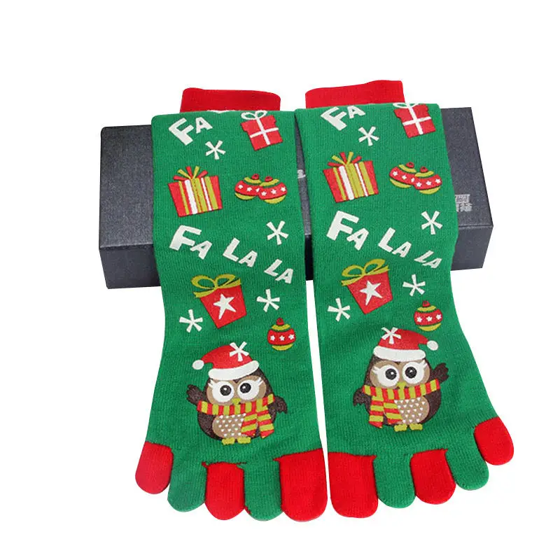 Рождественские женские чулки с пятью пальцами зимние теплые удобные носки
