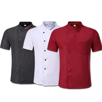 3 colors wholesale unisex kitchen chef uniform bakery food service short sleeve breathable double breasted cook wear chef jacket