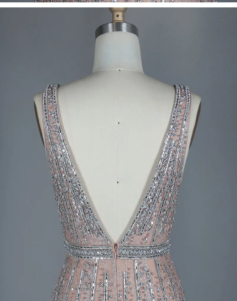 Vestido De Festa2019 новое вечернее платье, милое Розовое Кружевное длинное вечернее платье с v-образным вырезом, вечерние платья невесты, сексуальные платья с открытой спиной и жемчугом для танцев
