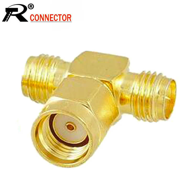 

100pcs/lot RP SMA Male to 2xRP SMA Female Coaxial Adapter T Shape Triple SMA Connector WIFI Antenna RF Adapter
