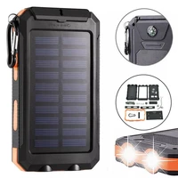 top solar power bank waterproof case kits dual usb solar battery charger external box flashlight mini powerbank for smartphone