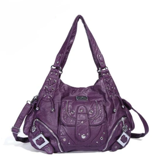 Purple Angelkiss новая женская сумка через плечо из мягкой искусственной кожи на молнии элегантная женская сумка-мессенджер - Цвет: Purple