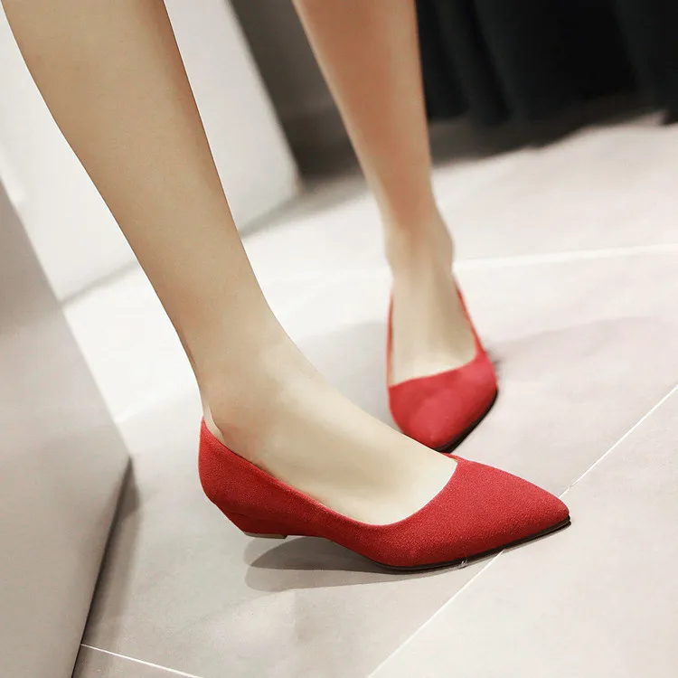 Женская повседневная обувь на танкетке и низком каблуке Zapatos, с острым носком, из нубука, очень большого размера плюс 47, 34, 44, зеленый, красный, черный, бежевый цвета