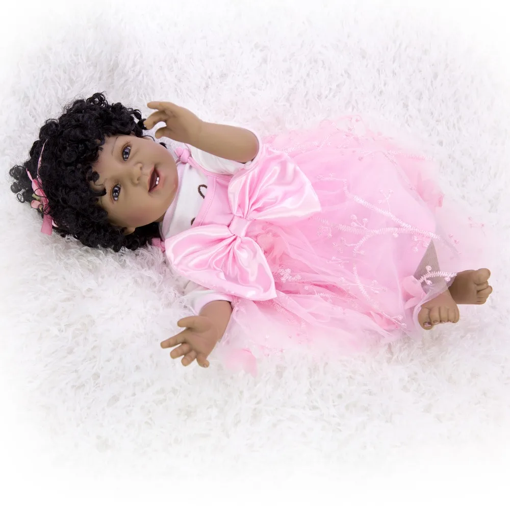 Новинка 55 см черная кожа Boneca Bebes Reborn мягкая силиконовая кукла reborn Baby африканская кукла игрушки для девочек день рождения/Рождественский подарок