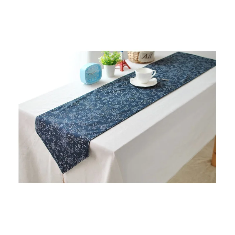 Фото 140 x 30cm Cotton Linen Flora Pattern Blue Table Runner Top Deco Tablecloth Дом и сад 140 x 30cm Cotton Linen Flora Pattern Blue Table Runner Top Deco Tablecloth Дом и сад
