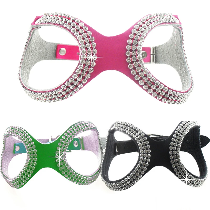 Ремни для щенков и собак из натуральной бычьей кожи блестящие стразы ремни