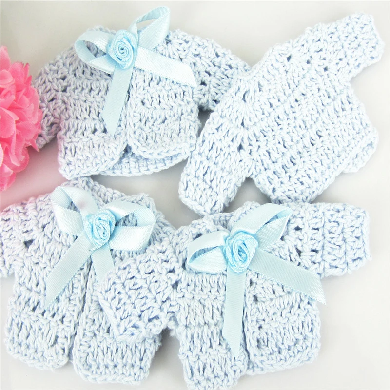 Миниатюрный вязаный крючком свитер ручной работы 12 шт. Цветочная лента украшение