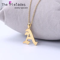 gold plate old english necklace single letter personalized 26 letters pendant 925 solid silver jewelry