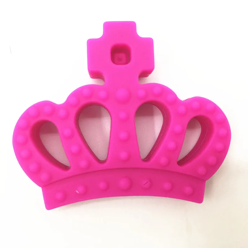 hot pink Силиконовая Корона бусина для соски-прорезывателя-силиконовая Детская Подвеска «Зуб» Игрушки-принцесса подвеска в форме короны Прорезыватель-прорезыватель Игрушка поводок для девочки - Цвет: hot pink