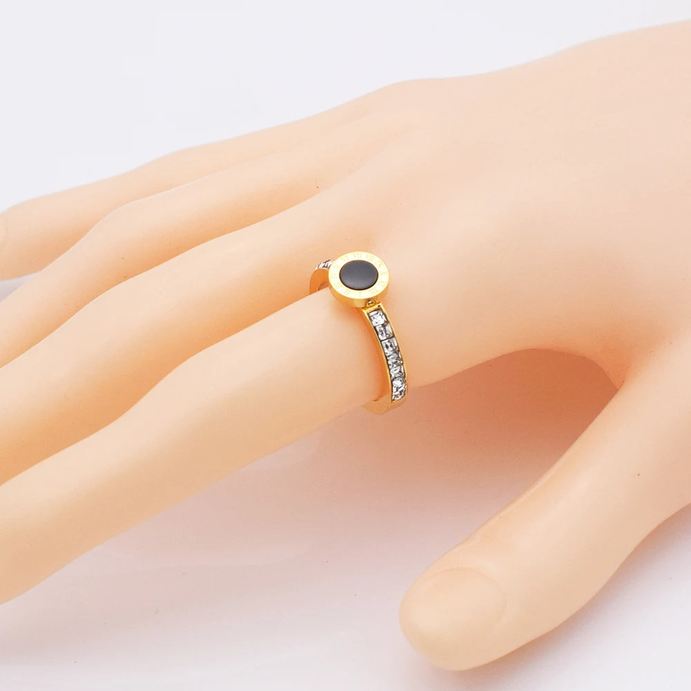 QLZBAO 3 Style Brand Zircon Jewelry Fashion Women Men Unisex Roman Numerals 8mm Wide Ring Wholesale Stainless Steel Wedding | Украшения и