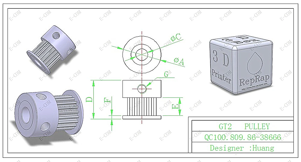 Шкив GT3, под вал 6,35 мм, A193