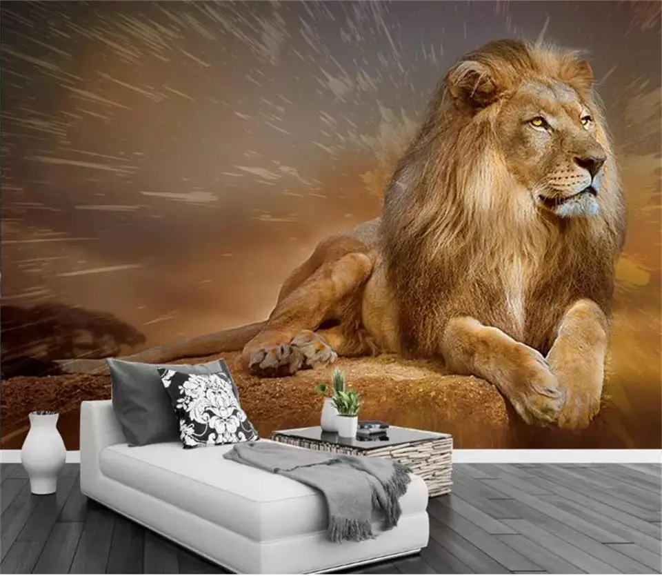 3d фото обои на заказ Золотой Лев 3d картина фото декор для гостиной картина 3d настенные фрески обои для стен 3d