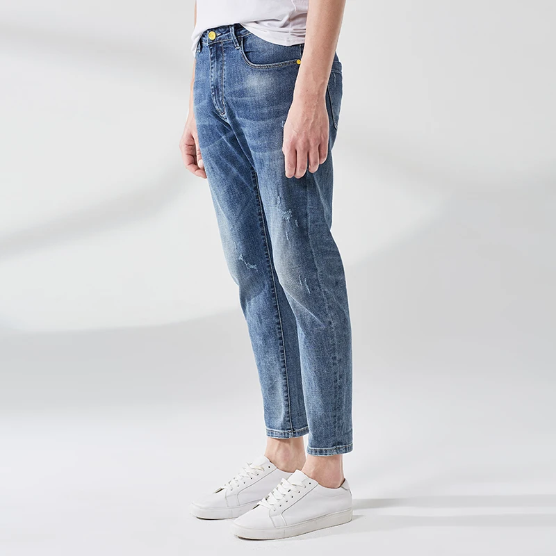 Markless мужские джинсы из хлопка Весна Slim Fit джинсовые брюки брендовые модные повседневные мужские джинсы NZA9007M