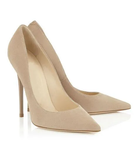 Женские замшевые туфли-лодочки на шпильке с острым носком высоком каблуке