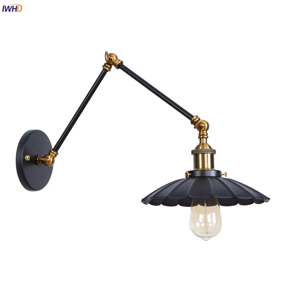 

IWHD Swing Long Arm LED Wall Light Fixtures Bedroom Stair Bathroom Edison Retro Loft Industrial Vintage Wall Sconce Lamp Lampen