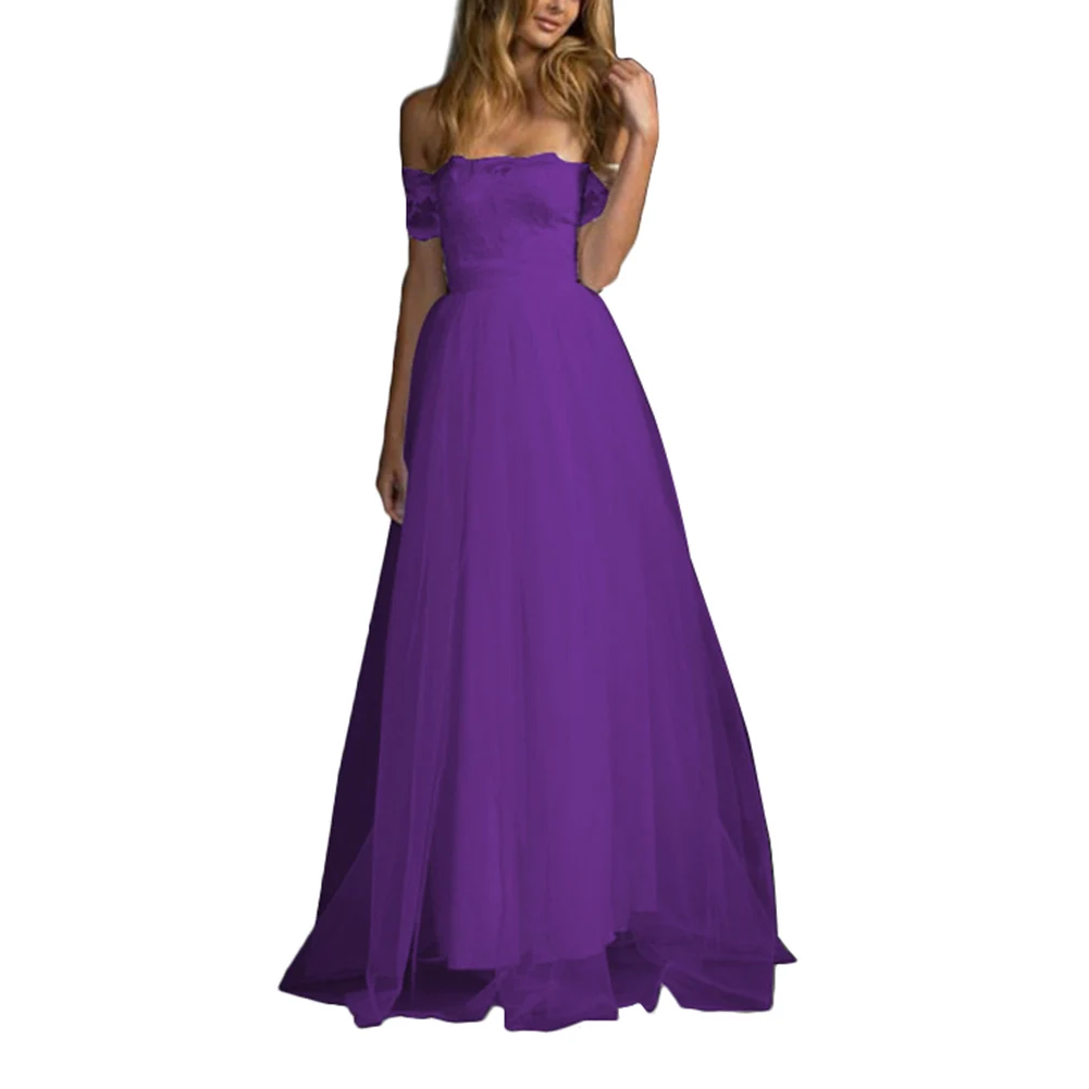

Fashion Women Elegant Lace Mesh Maxi Dress Off Shoulder Party Sexy Bandage Dresses FS99