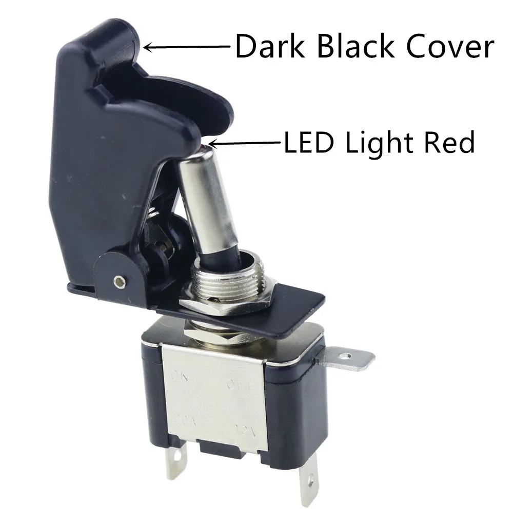 LED red black cover Авто автомобиль Лодка Грузовик с подсветкой светодиодный тумблер с безопасности самолета Флип-крышка охранника Красный Синий Зеленый Желтый Белый 12V20A - Цвет: LED red black cover