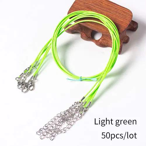 light green 50pcs 50 шт 1,5 мм 1" ожерелье шнур с застежкой оптом для ожерелье браслет Изготовление ювелирных изделий - Цвет: light green 50pcs