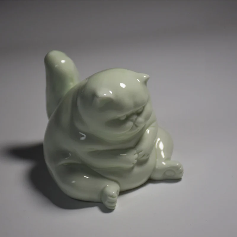 C Lucky Cat чай Pet керамические милые статуи крупного рогатого скота китайский чайный набор кунг-фу Аксессуары декор украшения ремесла Сувенир подарки на день рождения - Цвет: C