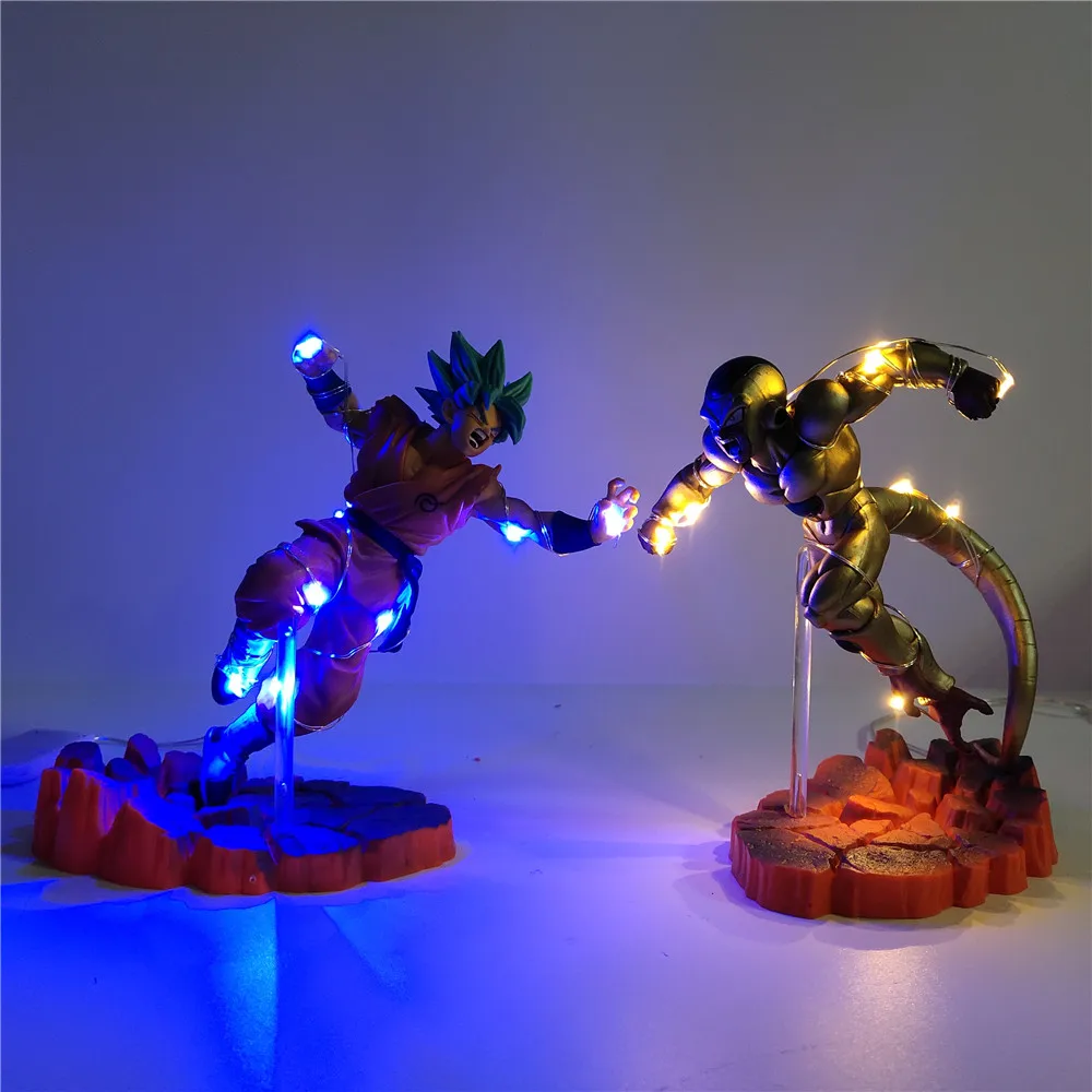 2 шт./компл. Dragon Ball Z Son Goku God VS Golden Frieza экшн фигурка светодиодная ПВХ аниме Жемчуг
