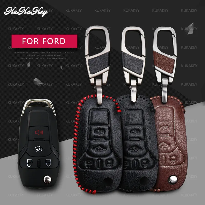 Кожаный чехол для дистанционного ключа от машины держатель Ford Fusion Mondeo Mustang F-150