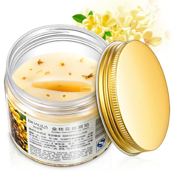 

80pcs/ bottle Gold Osmanthus eye mask women Collagen gel whey protein face care sleep patches health mascaras de dormir