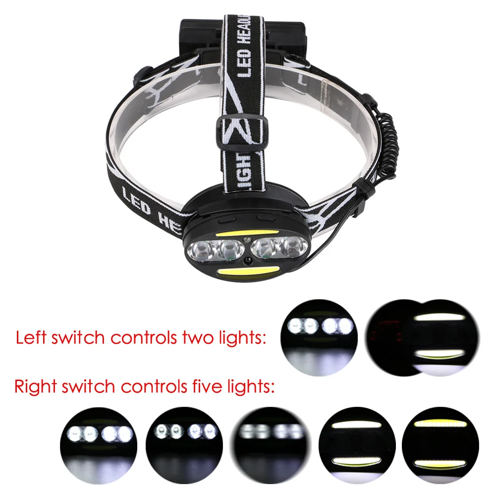 5 режимов перезаряжаемый светодиодный налобный фонарь Водонепроницаемый 3000лм