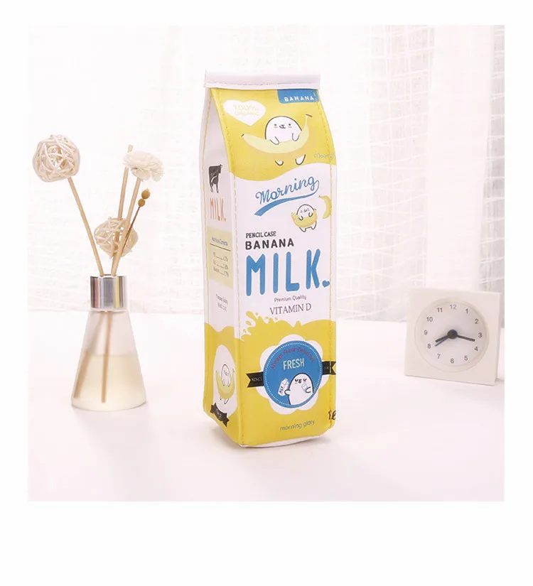 Чехол для карандашей из искусственной кожи с рисунком из мультфильма Morning Milk, органайзер для хранения канцелярских принадлежностей, сумка для школы и офиса Escolar - Цвет: As photo