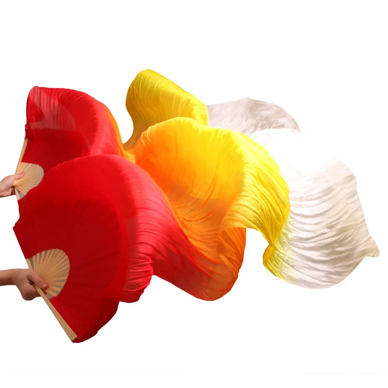 100% шелк бамбуковые ребра длинные вентиляторы ручная работа окрашенный