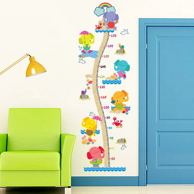 [Fundecor] слон птицы облака радуга высота наклейки на стену для детской комнаты
