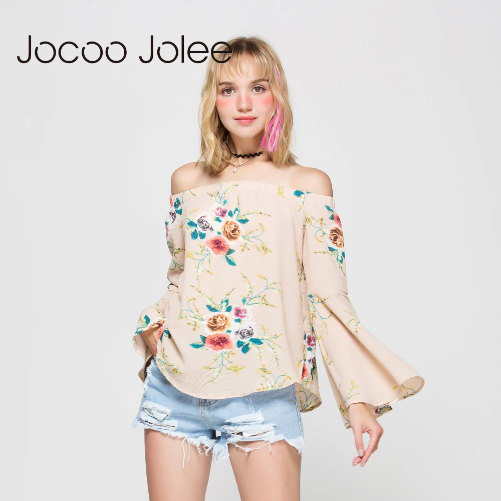 Женская блузка с открытыми плечами Jocoo Jolee пикантный Топ длинным рукавом бабочкой