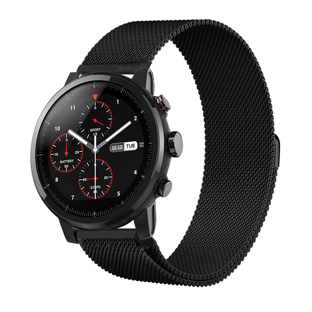 Ремешок Amazfeel 20 мм для часов Amazfit Bit Bip из нержавеющей стали 22 мм Браслет Для Xiaomi Huami Amazfit Stratos 2 Amazfit Pace Band