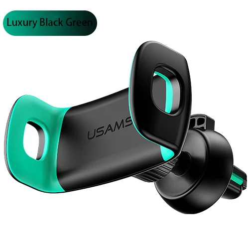 Luxury Black Green USAMS Автомобильный держатель для iPhone samsung держатель на вентиляционное отверстие 360 регулируемый держатель для мобильного телефона Подставка поддержка 4-6 дюймов подставка для телефона в автомобиле - Цвет: Luxury Black Green