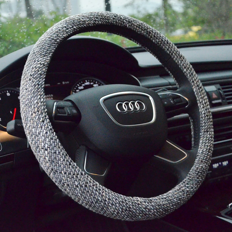 Летнее рулевое колесо Льняной материал Стайлинг автомобиля экологичное