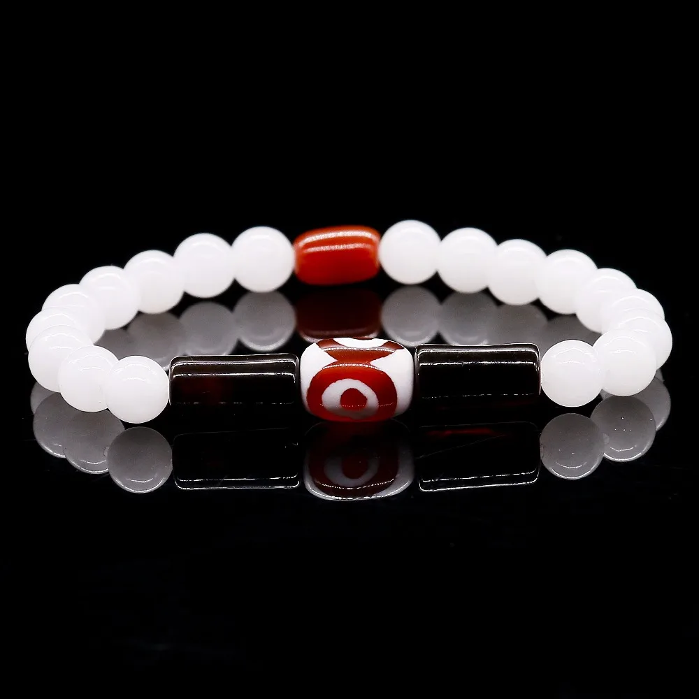 Уникальный дизайн натуральный кофейный оникс с белым халцедоном браслет из