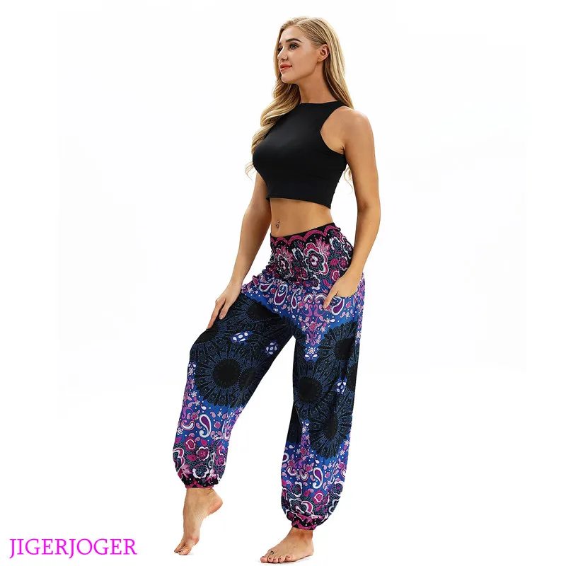 STL016 JIGERJOGER, винтажные синие Леггинсы для йоги, штаны для отдыха, шаровары в тайском стиле, свободные штаны, пляжная одежда, штаны для фитнеса - Цвет: STL016