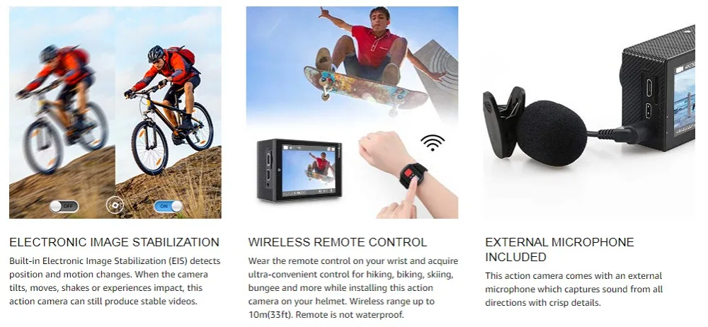 AKASO DragonTouch 4K EIS Экшн-камера 16MP Vision 4 подводная камера с дистанционным управлением WiFi Спортивная камера с внешним микрофоном