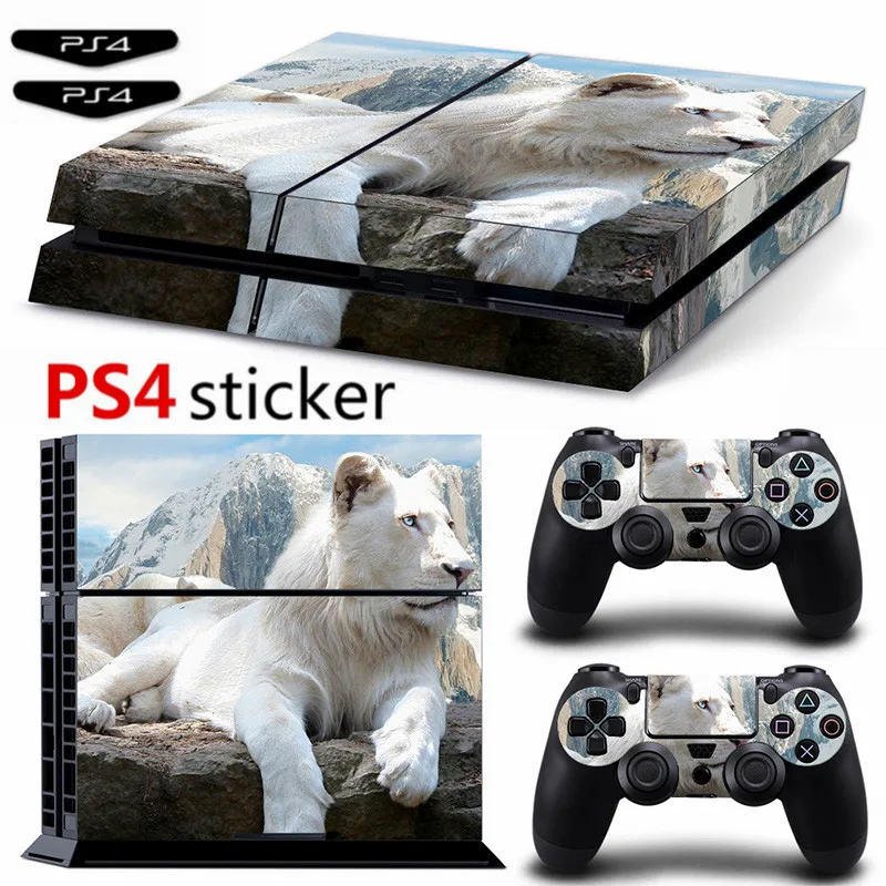 Виниловая наклейка на консоль Ps4 с изображением белого льва|Наклейки| |