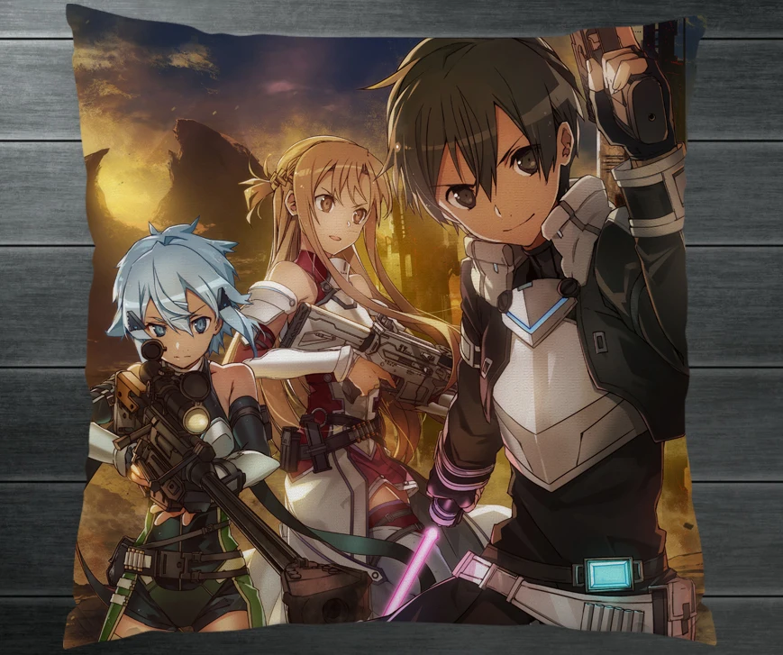 Аниме Роман Сан меч искусство онлайн Kirito Yuuki Asuna двухсторонняя подушка чехол s