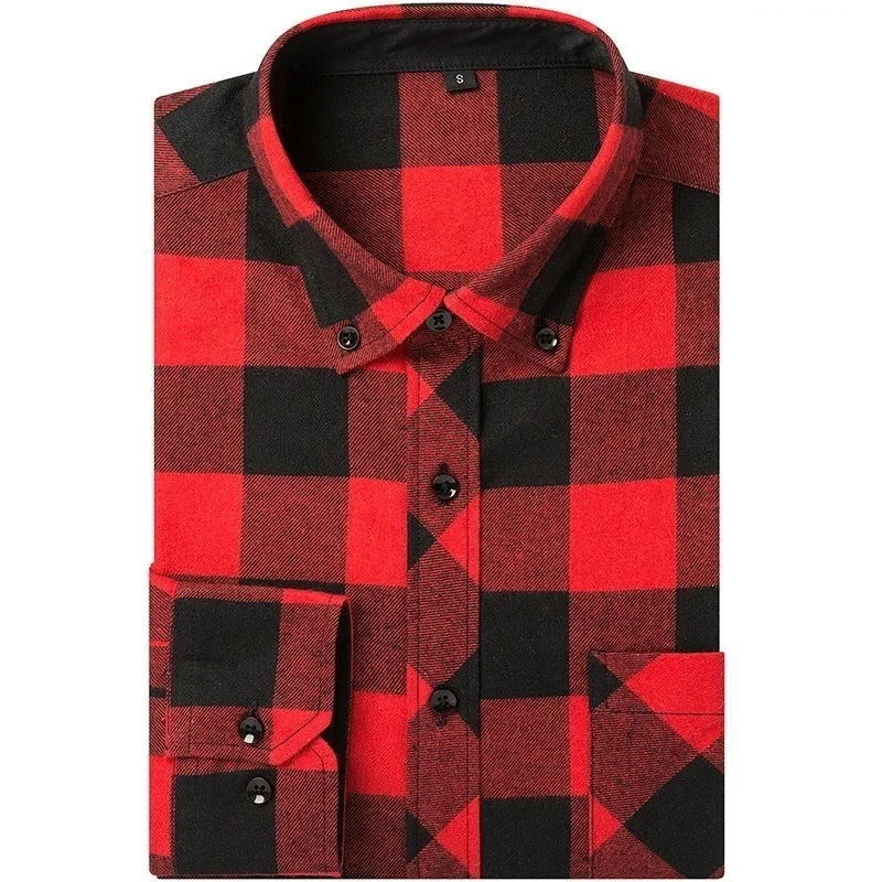 Plaid Shirts Dress Cotton Solid Shirt Men Spring Casual Flannel Camisa Masculina camisa masculina | Мужская одежда