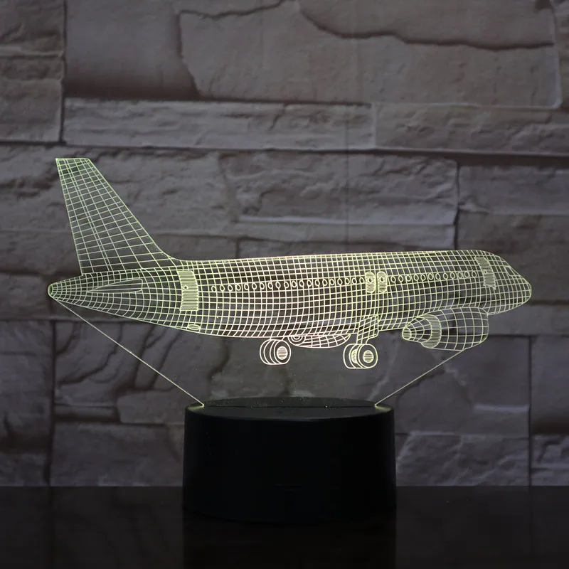 Ночник с абстрактным 3d-изображением самолета Настольный светильник изменением 7