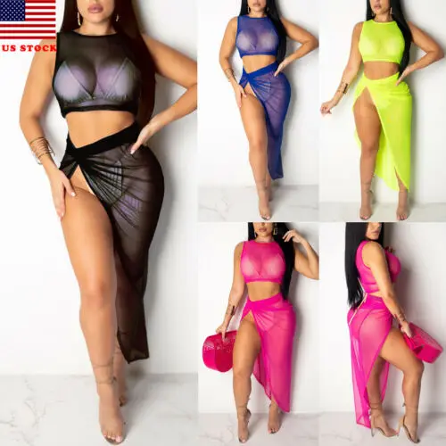 Сексуальный сетчатый пляжный комплект из 2 предметов женский купальник бикини