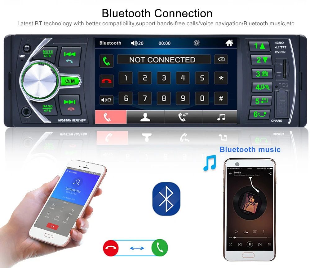 LTBFM 1 Din 4," Bluetooth In-dash 12 В радио автомобиля TF/USB/AUX/FM стерео MP5 плеер рулевое колесо управление Авто ленты Авторадио