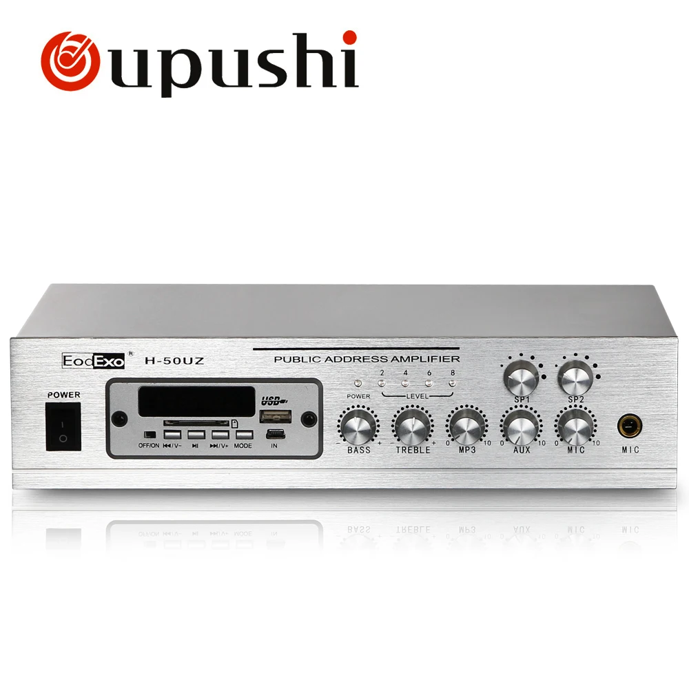 Oupushi 2 зоны PA Bluetooth усилитель 50 Вт Домашнее использование мини микшер USB усилитель с потолочным динамиком, настенный динамик, рок динамик