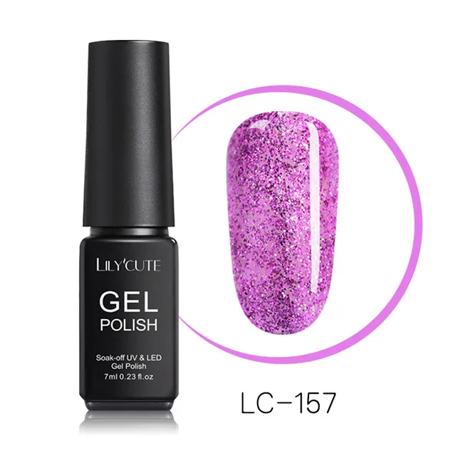 LC-157 LILYCUTE 7ml Nude Glitter Gel Nail Polish Shimmer Pink Purple Soak Off UV LED Gel Polish Varnish Nail Art Lacquer - Цвет: LC-157