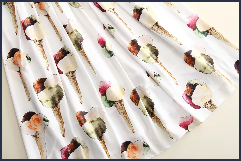 Женское платье с принтом мороженого черное или белое Повседневное до колен