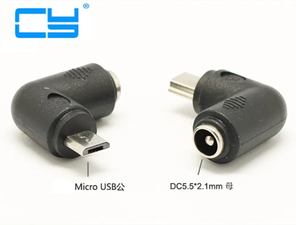 Dc 5,5mm x 2,1mm 5,5/2,1mm dc feminino para micro usb B, convertidor...